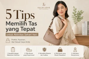 Wanita menggunakan shoulder bag Fellin Lovve untuk aktivitas sehari-hari.