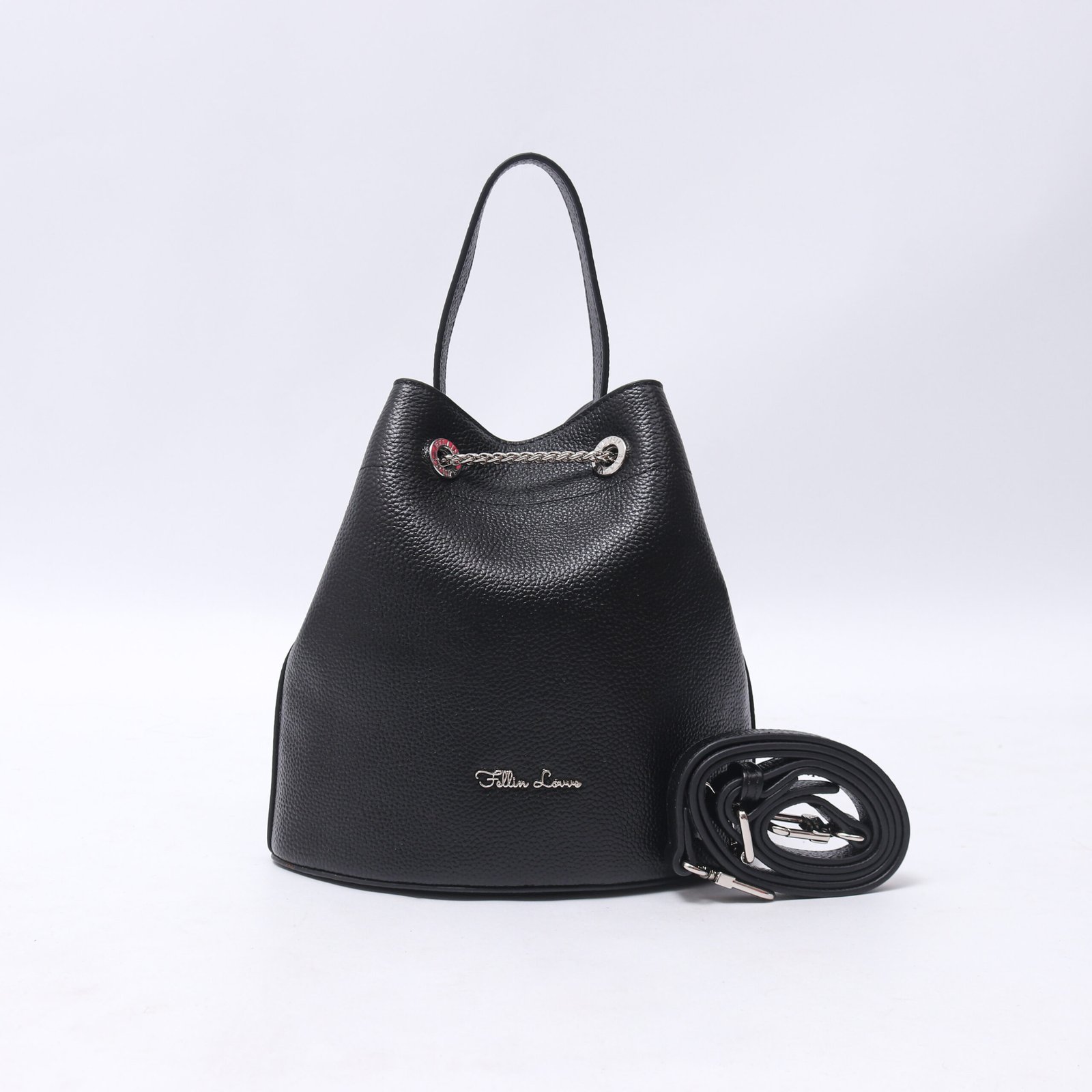 Fellin Lovve Selena Medium Genuine Leather Drawstring Bucket Bag